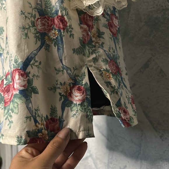 Vintage Call It Fancy Beige Floral Crew Neck size size 14 - Picture 6 of 8